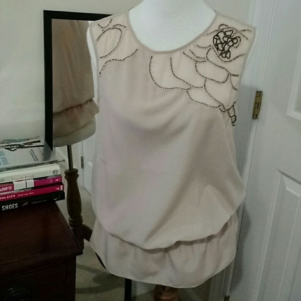Sent to ThredUp! Beautiful blush beaded shirt