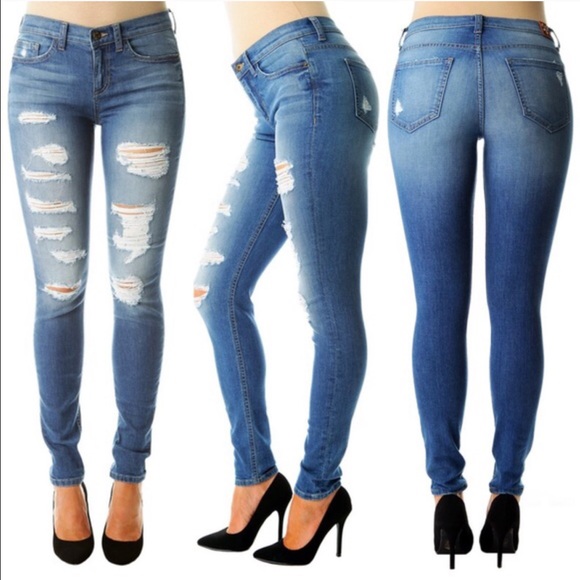 ๐PAULINE Distressed Skinnies -MED DARK - Picture 2 of 2