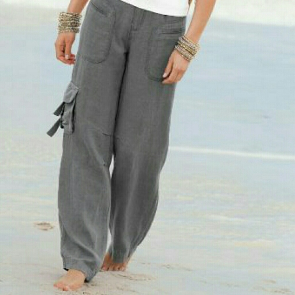 White Linen cargo pants