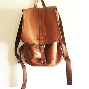 ❤️FOSSIL tan chestnut LEATHER backpack 🎒