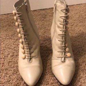Vintage White Patten Leather Booties
