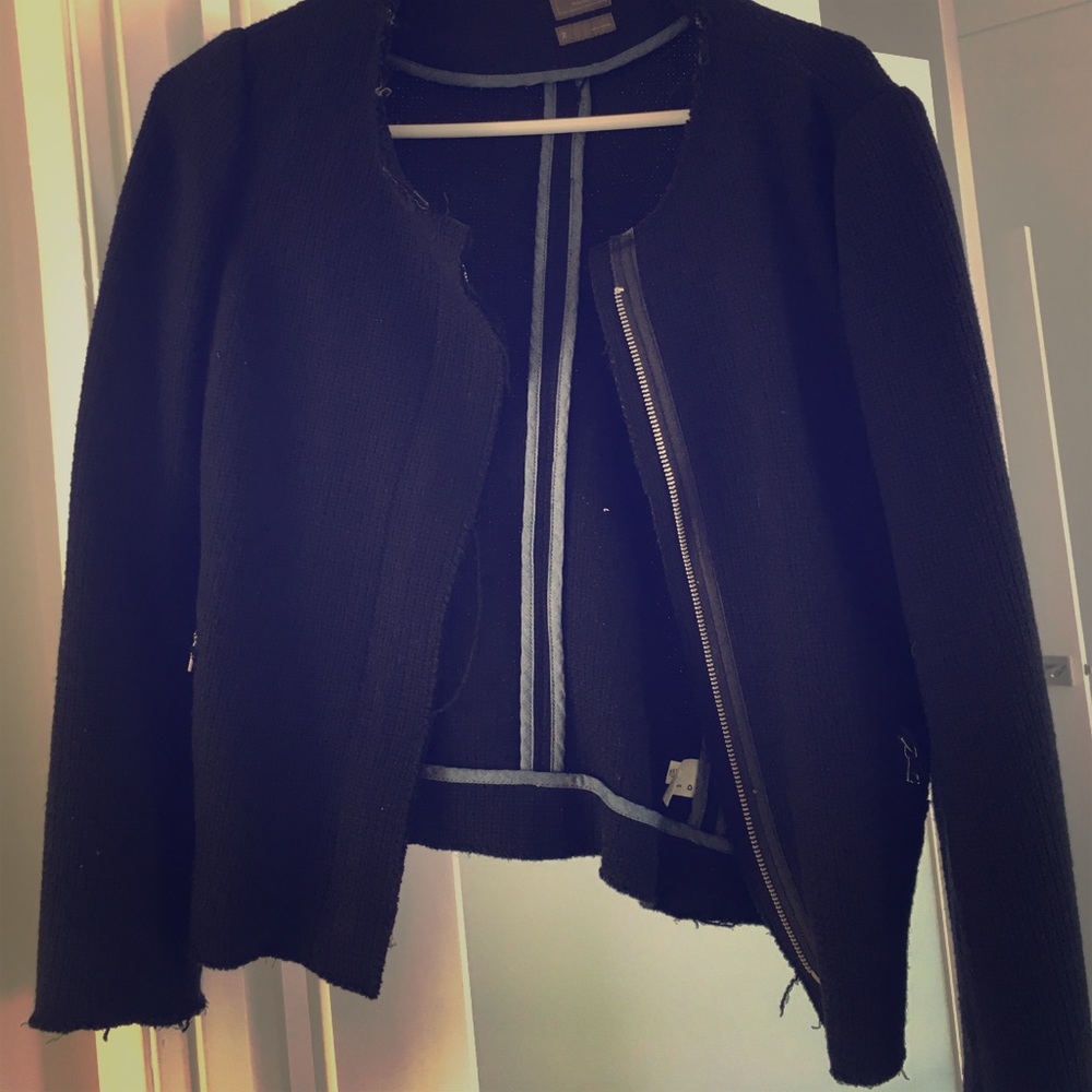 Distressed tweed jacket