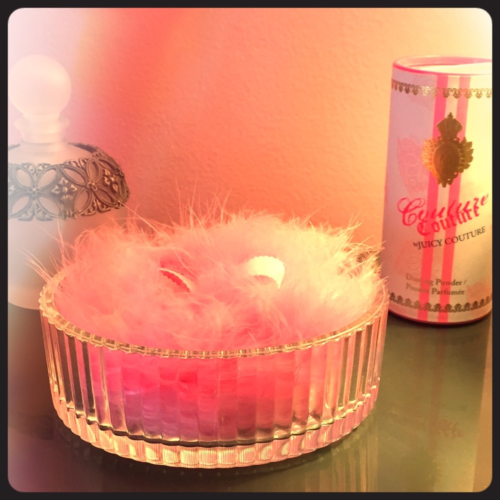 Juicy Couture body dusting powder and puff