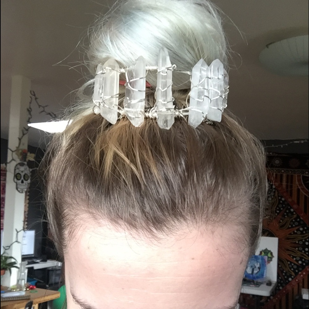 Handmade Quartz Crystal Bun Cuff Holder ✨🌌✨