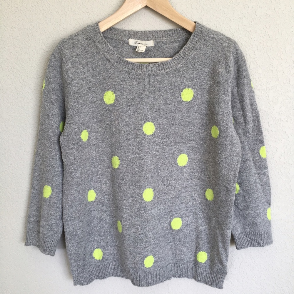Gray and Yellow Polka Dot Sweater