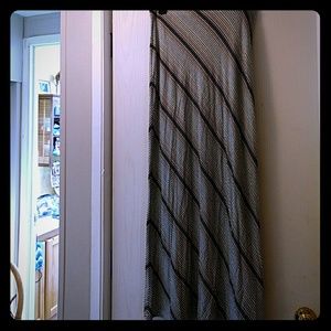 White, teal, and black maxi skirt.