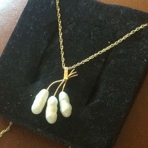 Solid 14k 14 k YG Freshwater Pearl Necklace