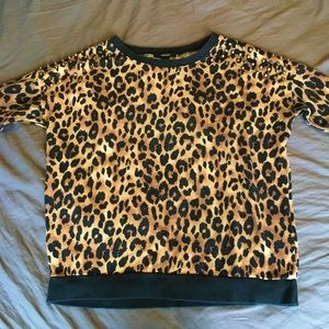 Cheetah Print Studded Shoulder Sweater