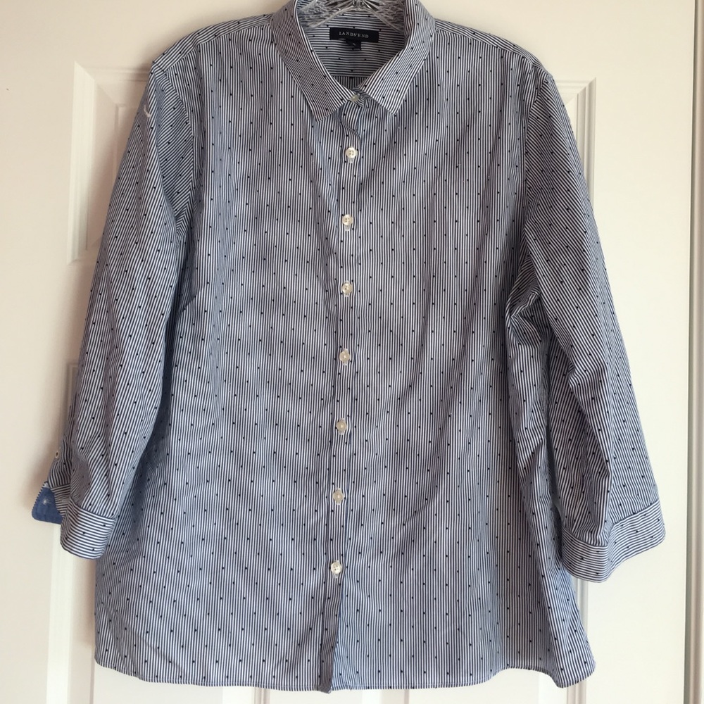 Long sleeve striped and dotted button down