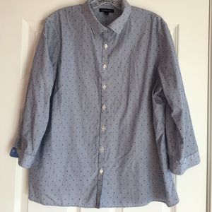 Long sleeve striped and dotted button down