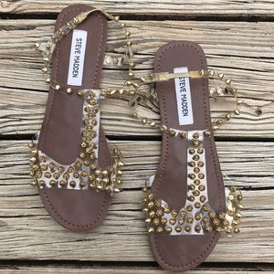 Steve Madden Nickiee Gold Studded Sandal Clear
