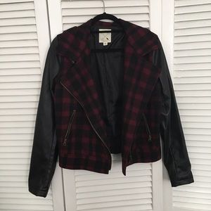 💣Pleather/Plaid Moto Jacket by LA hearts💣