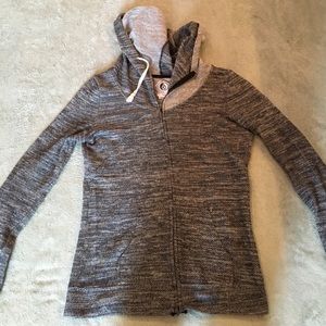 Grey volcom zipper hoodie-small