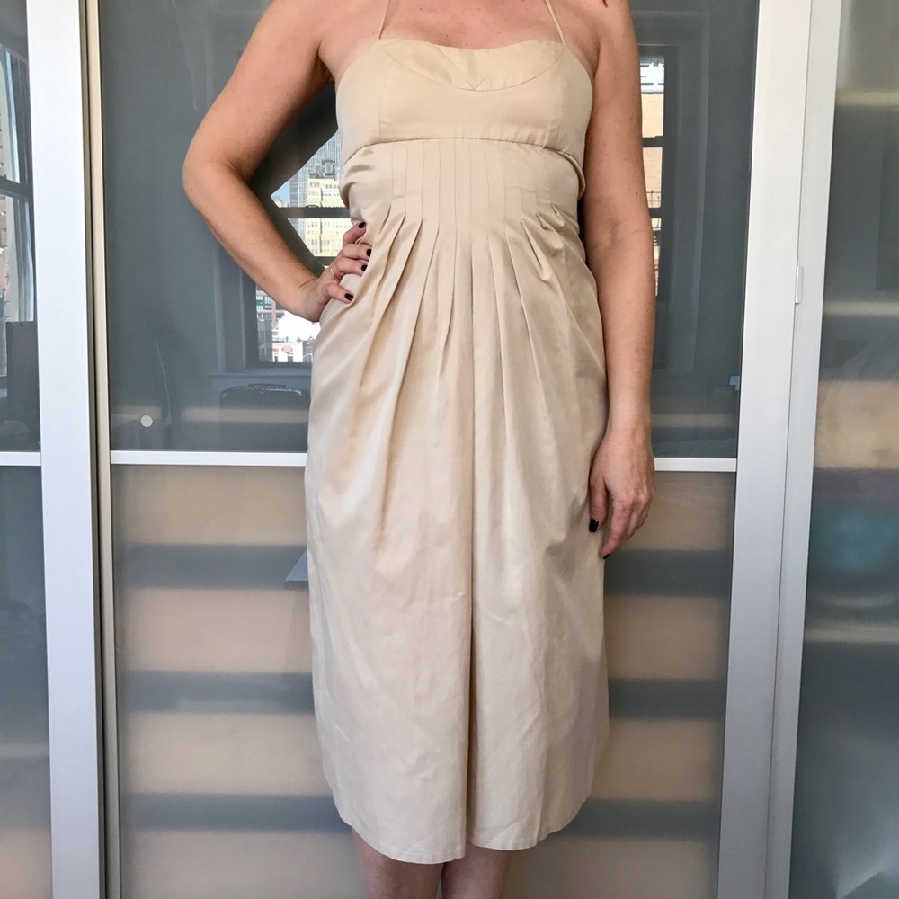 Doo Ri nude strapless dress with bustier top
