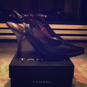 Black Tahari Sling Back Pumps