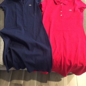 Red and navy lacoste button down shirt dress
