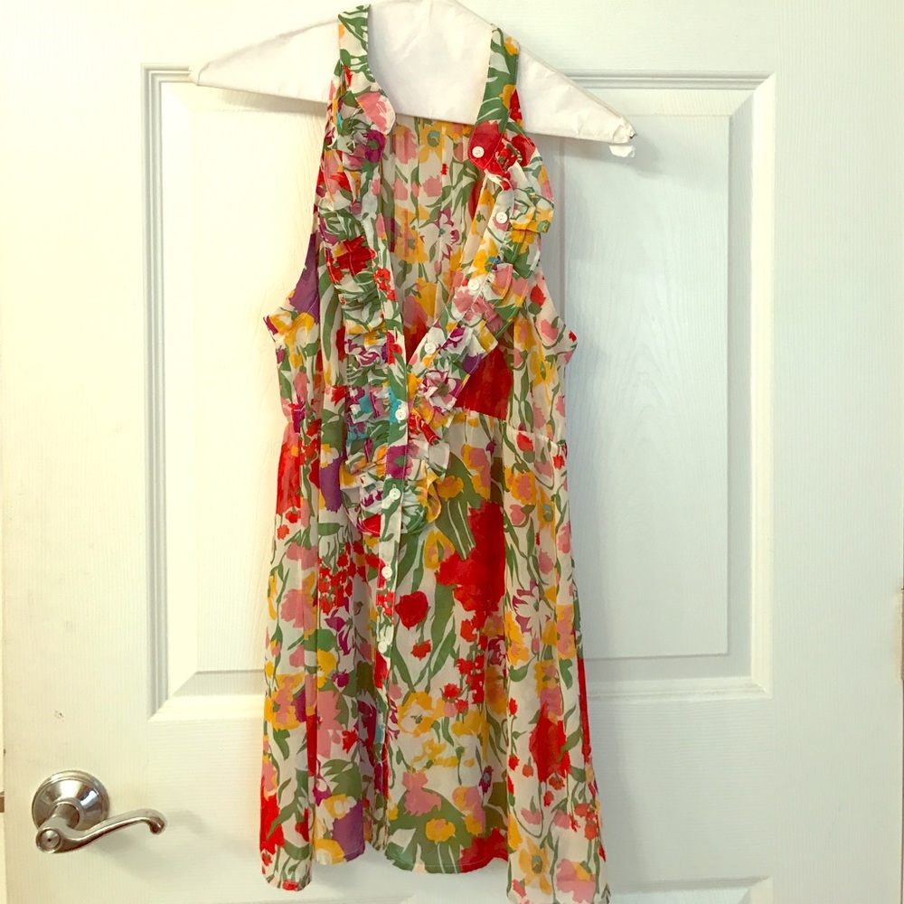 High neck tank/sheer blouse