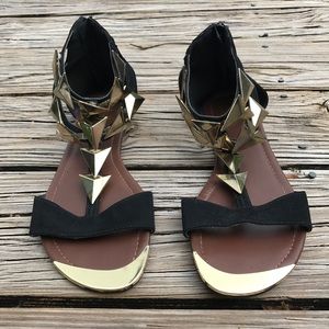 Beau and Ashe Gold and Black Sandal