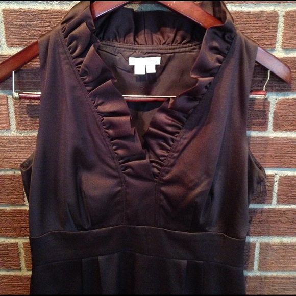 Brown Satin Knee Length Cocktail Dress - Picture 4 of 6