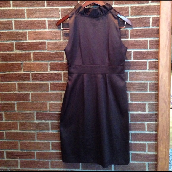 Brown Satin Knee Length Cocktail Dress - Picture 5 of 6