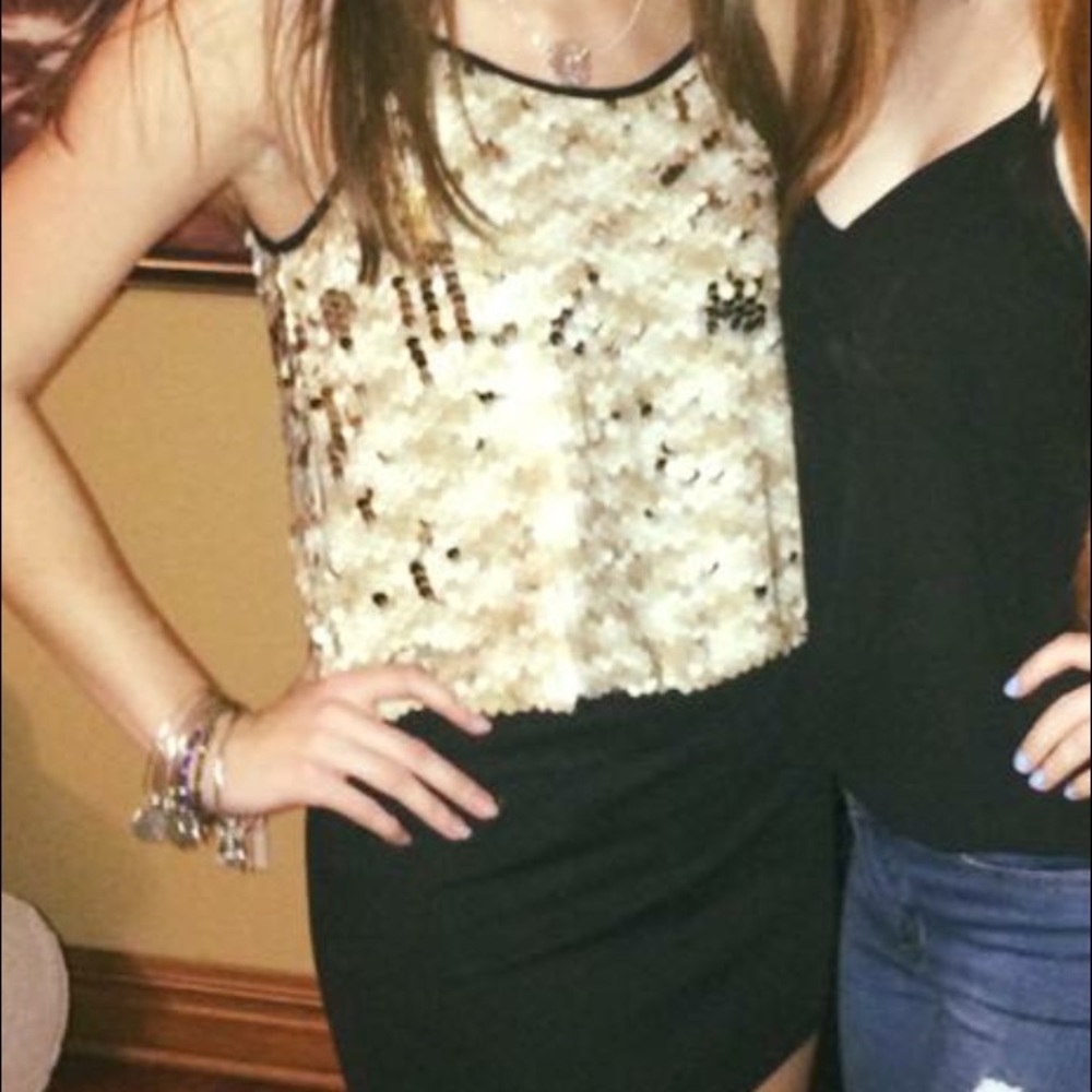 Gold sequin tank