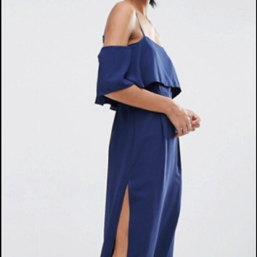 Asos light blue off the shoulder maxi
