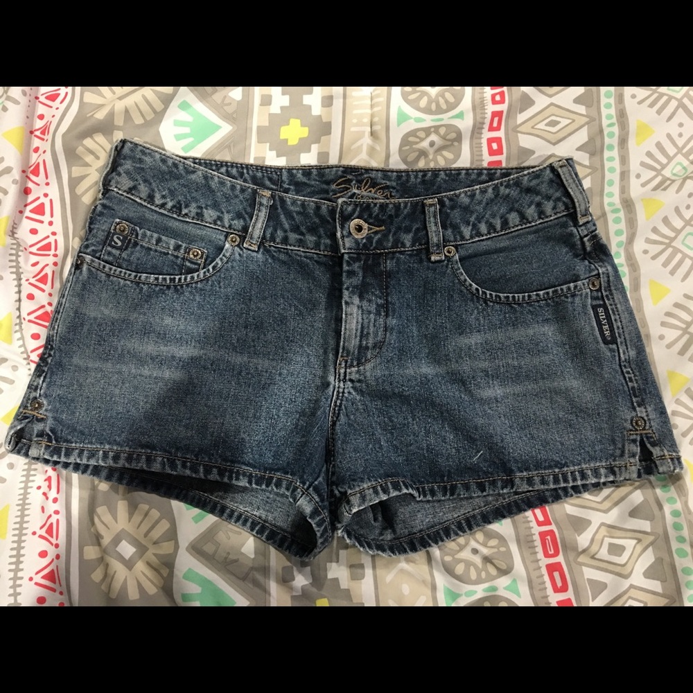 Silver jean shorts