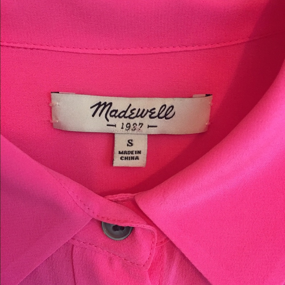100% silk Madewell blouse in hot pink, size S