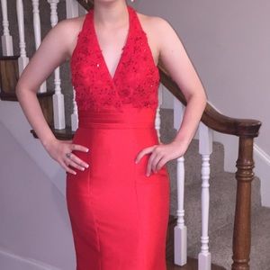 MORI LEE red prom dress