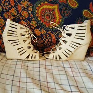 Lace up healed shoes