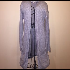 grey cardigan