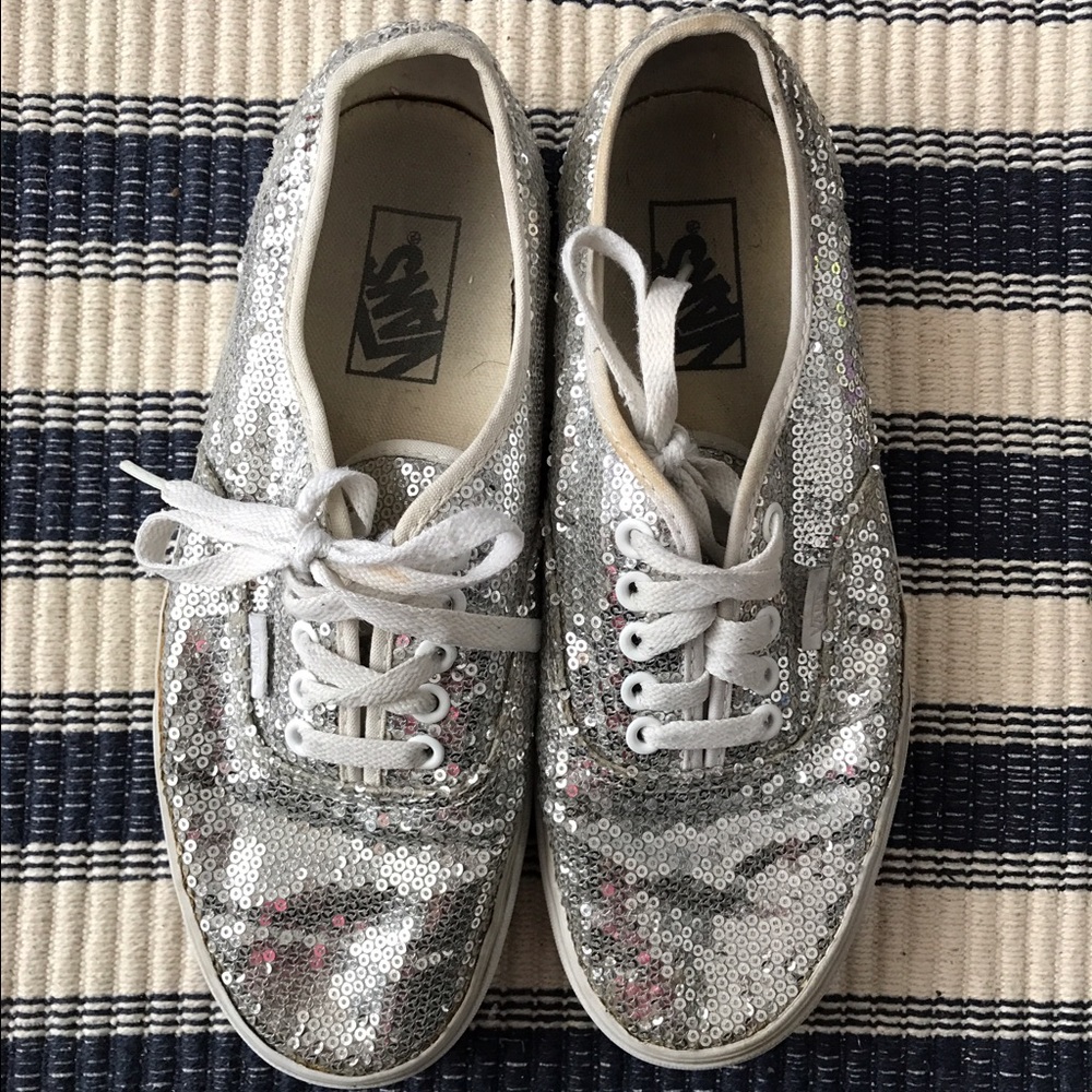 Silver Sequin Vans! Size 9.