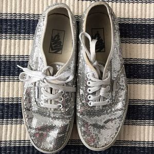 Silver Sequin Vans! Size 9.