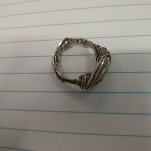 Size 7 hand wrapped opall with emeralds