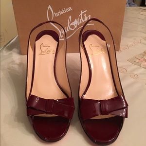 Christian Louboutin burgundy sling back open toe