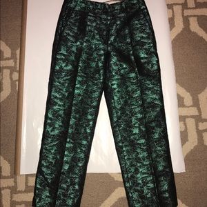 NEW J CREW BLACK AND METALLIC GREEN PANTS