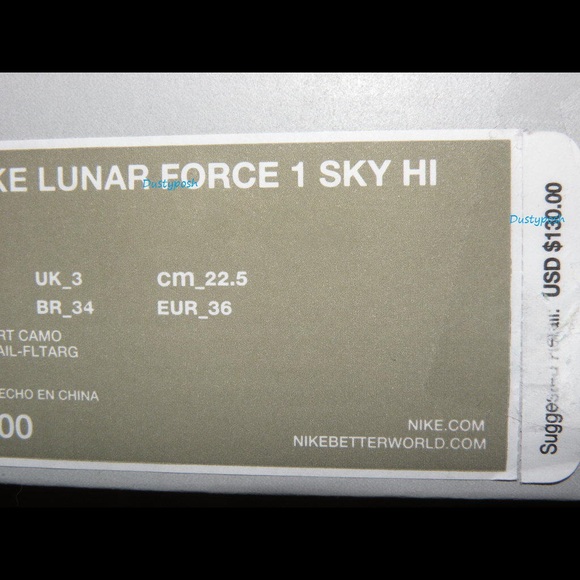 Nike Lunar Force 1 Sky Hi Desert Camo Sneaker Shoe - Picture 7 of 7