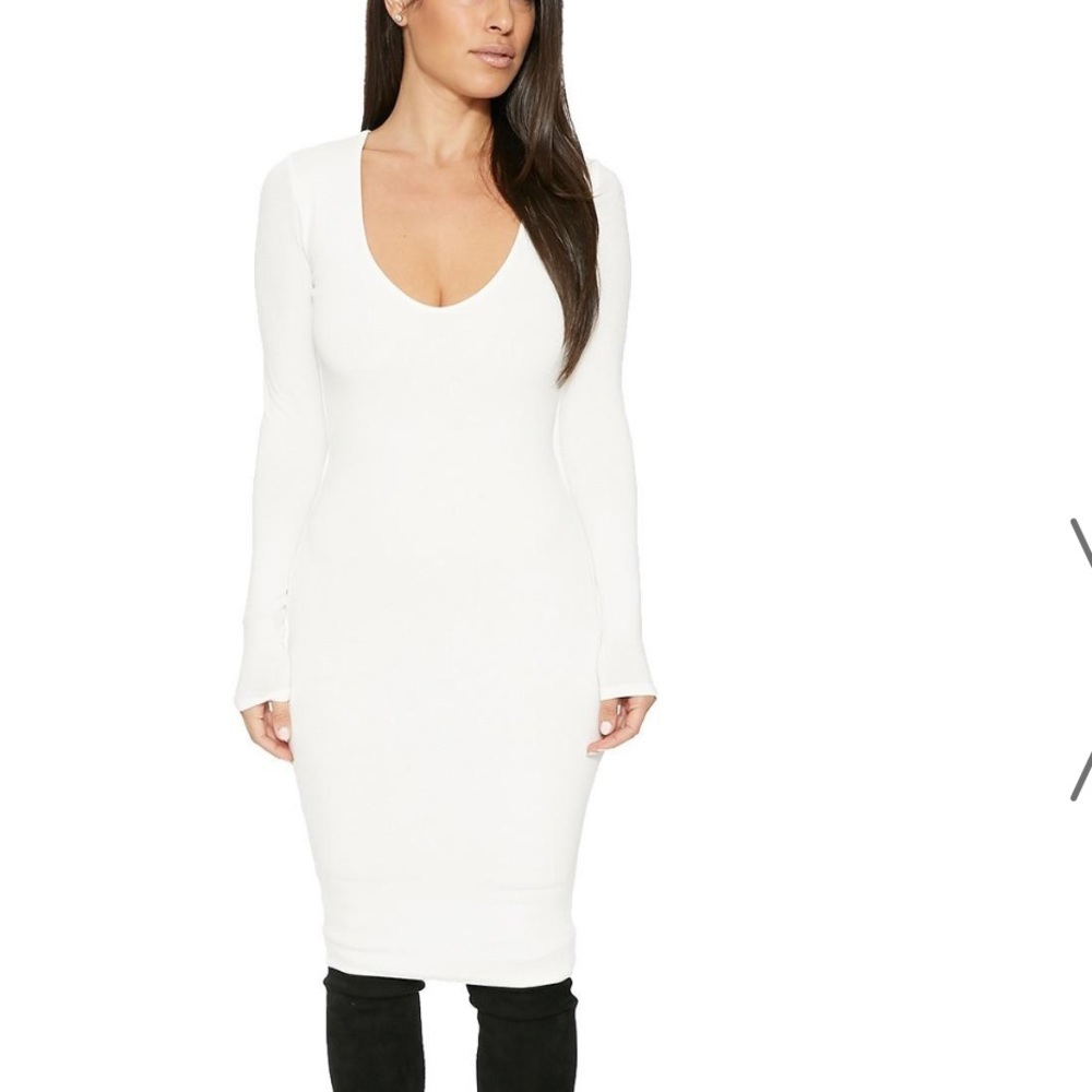 Naked Wardrobe The NW Deep V Midi Dress
