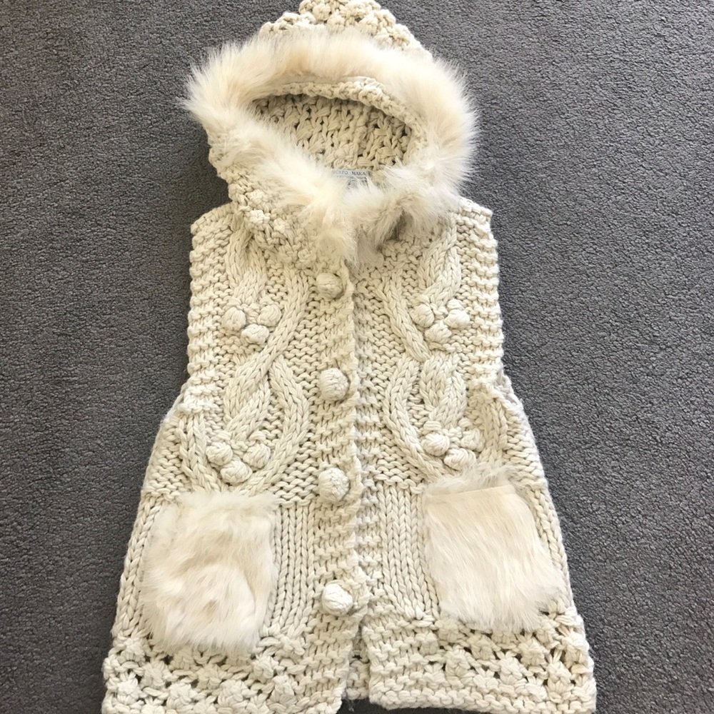 Woven Fur Sweater Vest