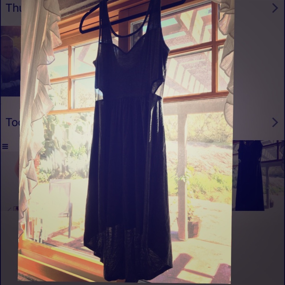 gray & black high low dress Moneteau Los Angeles