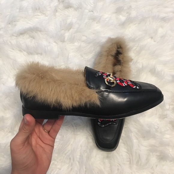 Snake Fur Loafer Mules ❤🖤 - Picture 5 of 6
