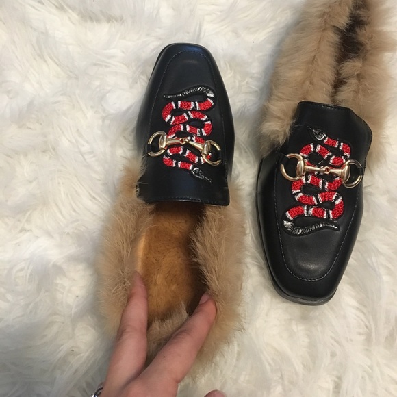Snake Fur Loafer Mules ❤🖤 - Picture 6 of 6
