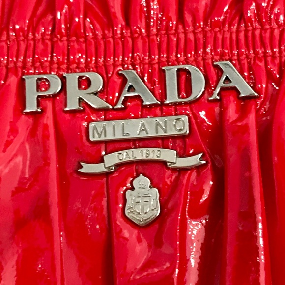 Red PRADA "ROSSO VERNICE GAUFRE" Bag - Picture 5 of 9