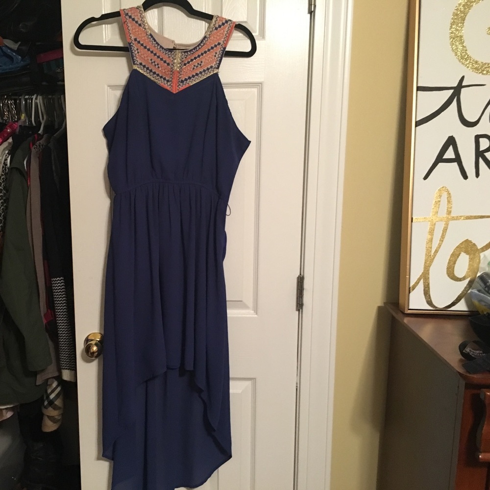 High-low dress.