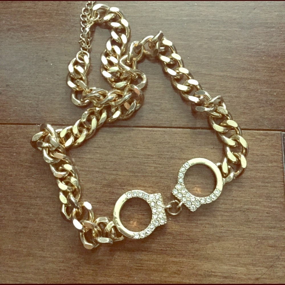 Gold Chain Handcuff Necklace