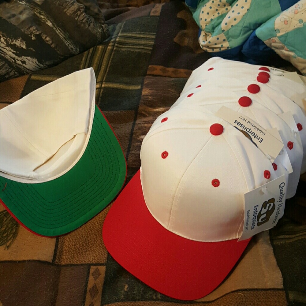 white, red and green snapbacks