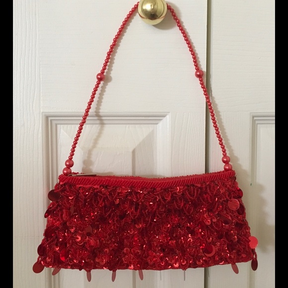 Handbags - Adorable Red Sequined purse