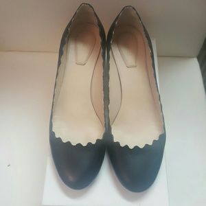 Chloe black leather scalloped heels 37.5 lady