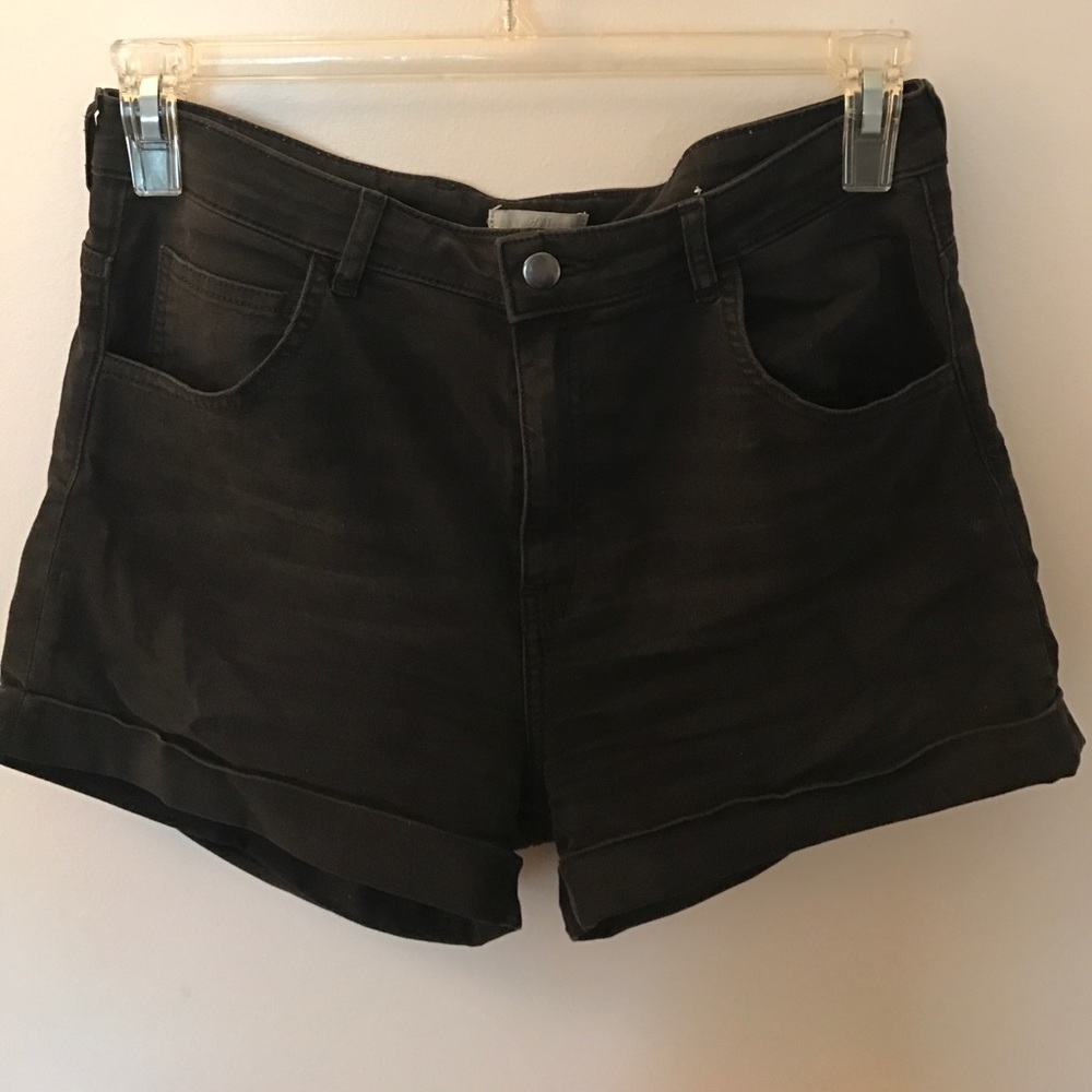 High Waist Cuffed Denim Shorts