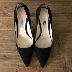 Prada Black Suede Point Toe Pumps